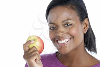 Royalty Free Photo of a Woman Holding Apple