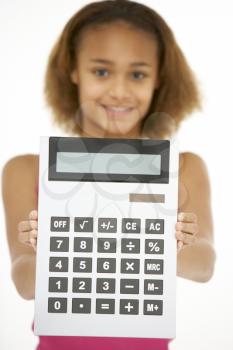 Royalty Free Photo of a Girl With a Calculator