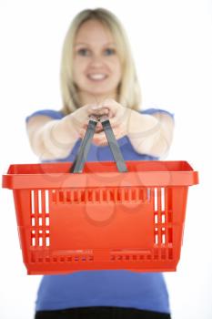 Royalty Free Photo of a Woman Holding a Basket