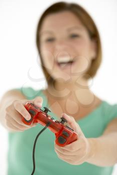 Royalty Free Photo of a Woman With a Game Controller