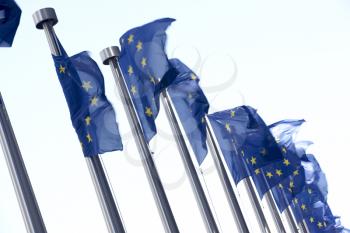 Royalty Free Photo of European Commission Flags