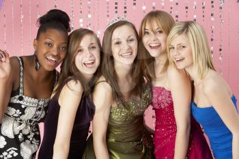 Royalty Free Photo of a Group of Girls at a Prom