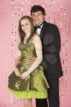 Royalty Free Photo of a Couple Dressed for the Prom