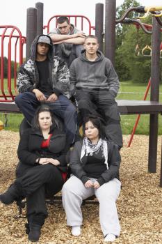 Royalty Free Photo of a Group of Teens in a Playground