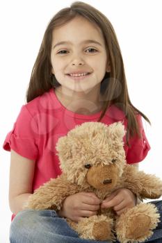 Royalty Free Photo of a Little Girl With a Teddy Bear