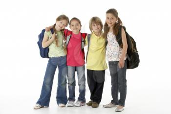 Royalty Free Photo of a Group of Children With Schoolbags