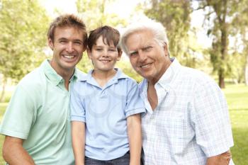 Royalty Free Photo of Three Generations of Men Outside