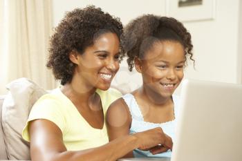 Royalty Free Photo of a Mother and Daughter on the Computer