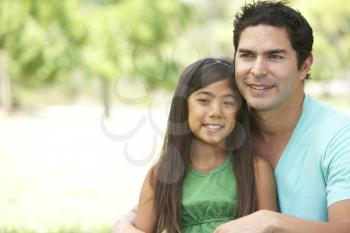 Royalty Free Photo of a Father and Daughter Outside