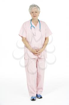 Studio Portrait Of Senior Nurse
