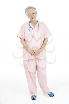 Studio Portrait Of Senior Nurse