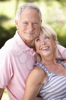 Senior couple relaxing together in park