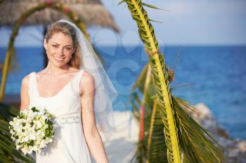 Beautiful Bride Getting Married In Beach Ceremony