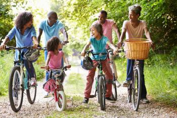 Multi Generation African American Family On Cycle Ride