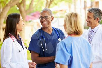 Medical Team Having Discussion Outdoors