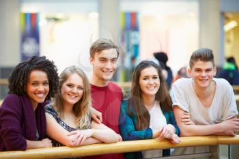 Group Of Friends Hanging Out In Shopping Mall