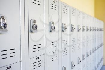 Close Up Of Student Lockers In High School