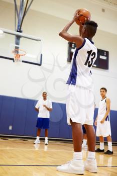 Male High School Basketball Player Shooting Penalty