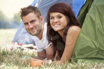 Young couple on camping trip