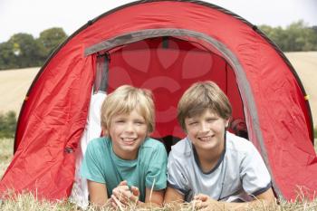 Young boys on camping trip