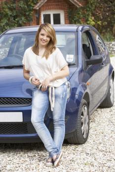 Young woman with car