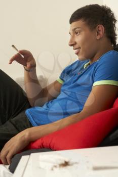 Teenage boy smoking