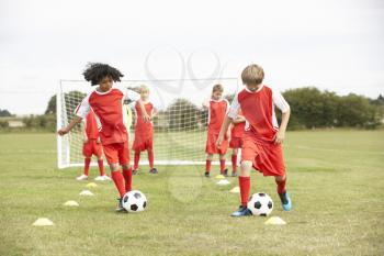 Junior soccer team in training