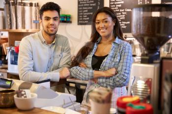 Portrait Of Couple Running Coffee Shop Together