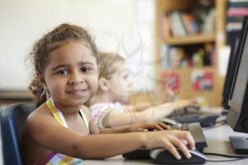 Elementary School Pupil In Computer Class