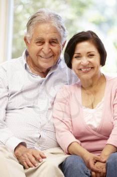 Senior Hispanic couple at home