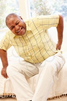 Senior African American man with backache