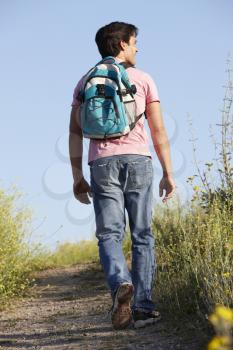 Man on country walk