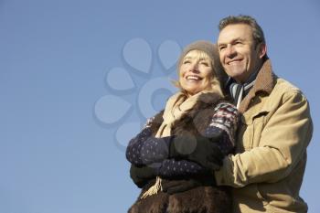 Portrait mature couple outdoors in winter