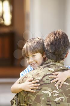 Soldier Returning Home And Greeted By Son