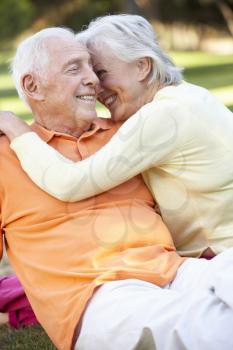 Romantic Senior Couple In Park