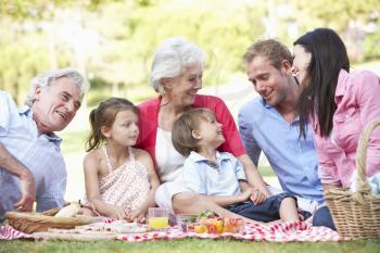 Multi Generation Family Enjoying Picnic Together