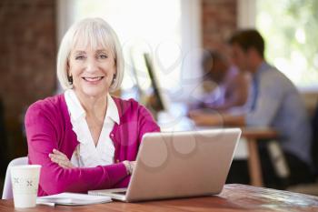 Senior Woman Working At Laptop In Contemporary Office