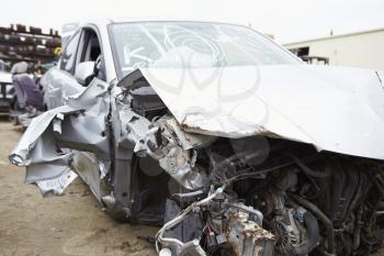 Damaged Car Involved In Traffic Accident