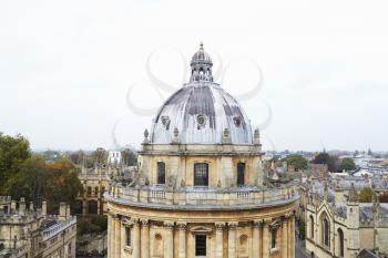 OXFORD/ UK- OCTOBER 26 2016: Elevated View Of Radcliffe Camera Building In Oxford