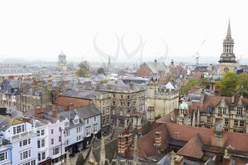 OXFORD/ UK- OCTOBER 26 2016: Aerial View Of Oxford City Showing College Buildings And Shops