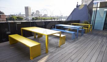Roof terrace break area at a London business premises