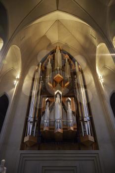 Pipe Organ Of Hallgrimskirkja Church In Reykjavik