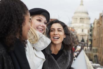 Group Of Young Female Friends Visiting London In Winter