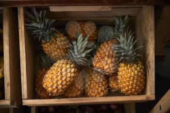 Display Of Pineapple In Sustainable Plastic Packaging Free Grocery Store