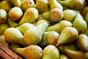 Full Frame Shot Of Fresh Pears Displayed In Organic Farm Shop