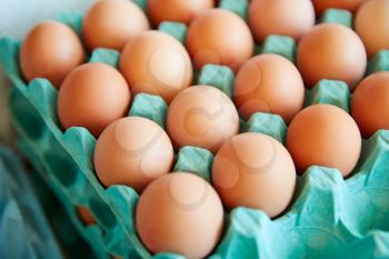Display Of Fresh Eggs In Organic Farm Shop
