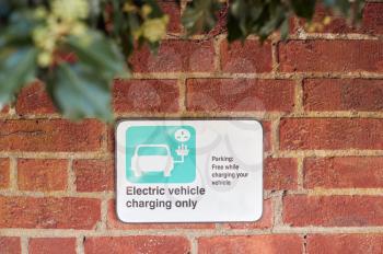 Road Traffic Sign Indicating Electric Vehicle Recharging Parking Point