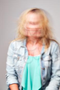 Concept Shot Of Woman With Distorted Face Illustrating Mental Health Issues