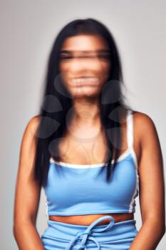 Concept Shot Of Woman With Distorted Face Illustrating Mental Health Issues