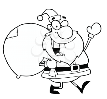 Royalty Free Clipart Image of Santa With A Sack
